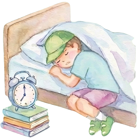 布団にくるまる子どものイラスト