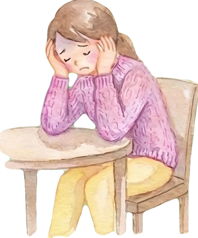 窓の外を見る子どものイラスト