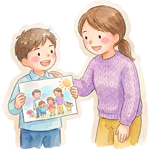 子どもの強みを生かす家庭のイラスト
