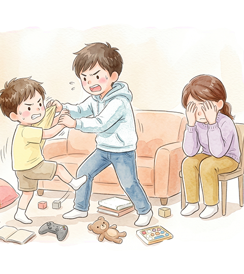 夫婦で意見が食い違うイラスト