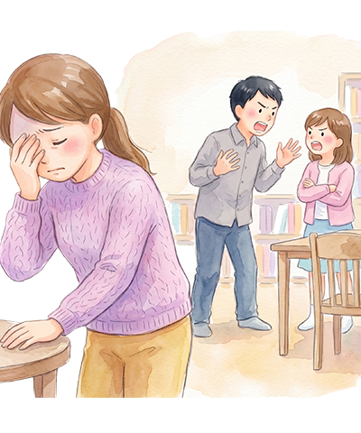 親子の言い争いを描いたイラスト