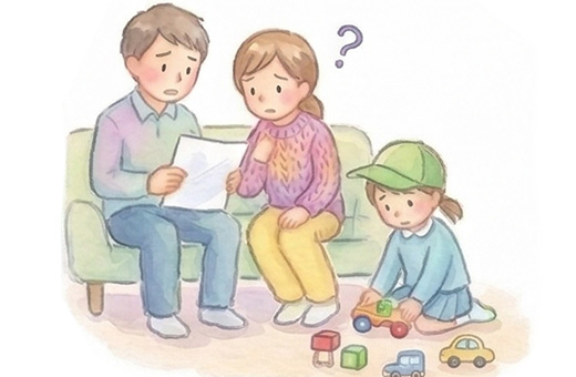 相談に悩む保護者のイラスト