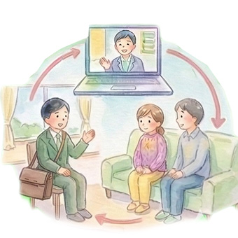 対面Zoom訪問対応のイラスト